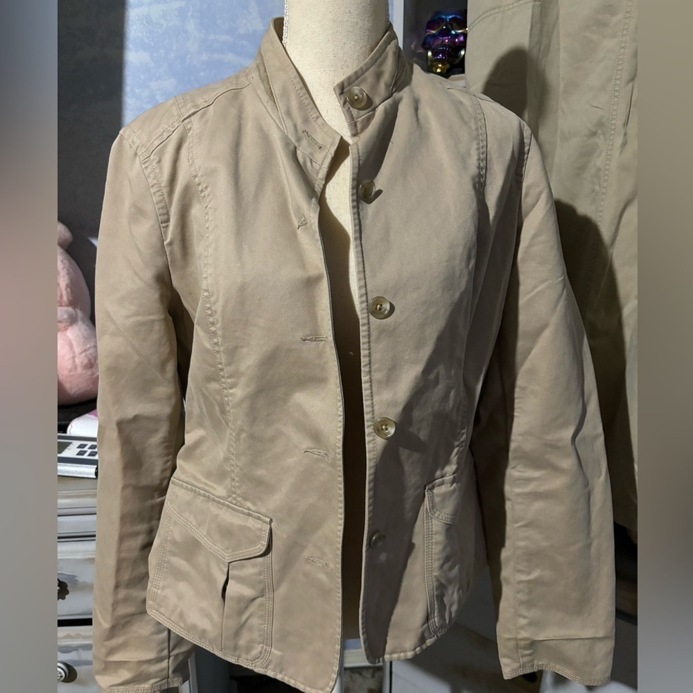 Vintage Eddie Bauer 2pc skirt and jacket set tan size 12 safari style - Picture 3 of 15